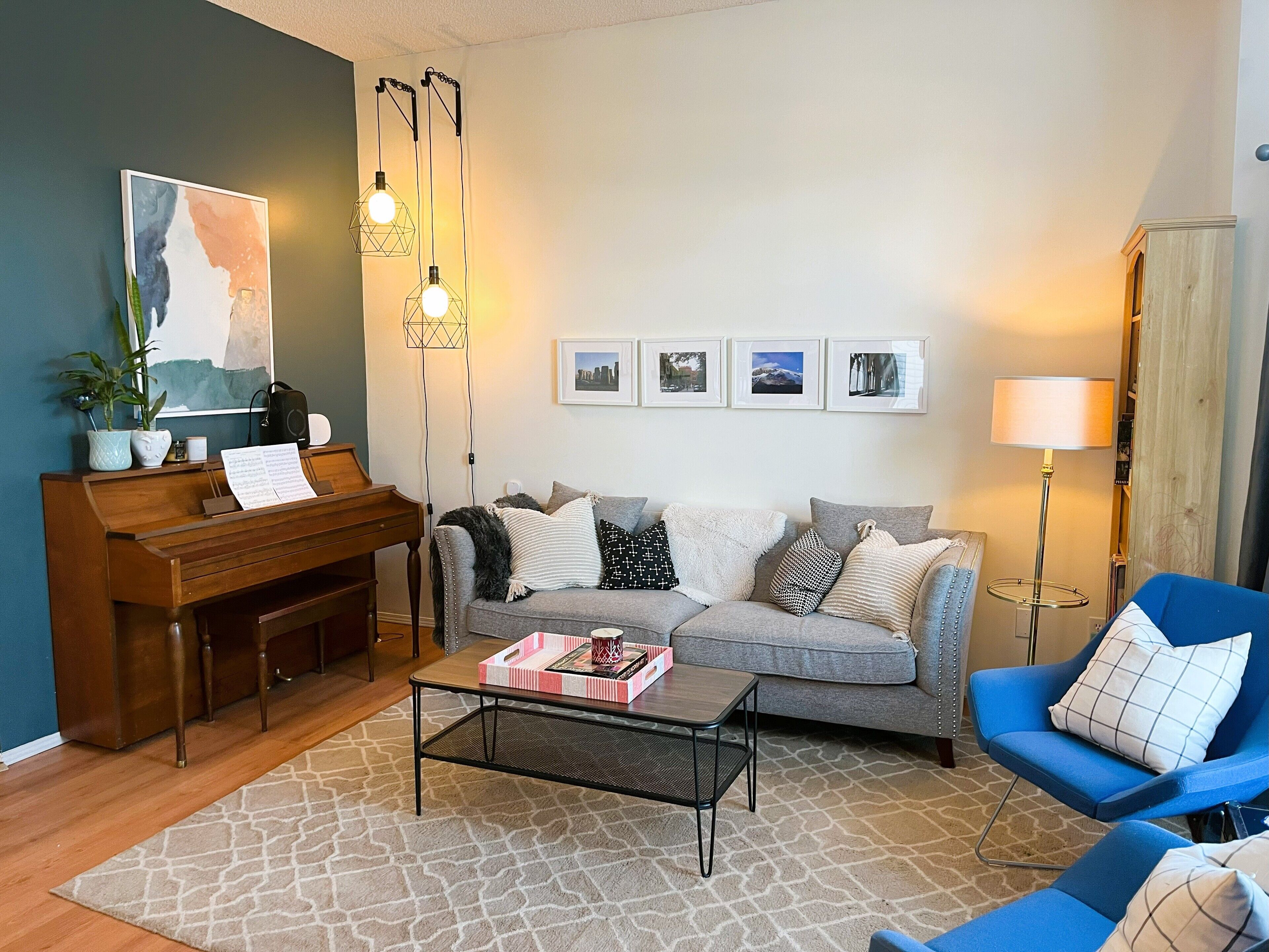 Smart TV, fireplace, DVD player, books