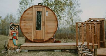 Birch A-Frame Solar off-grid with Sauna & Pool