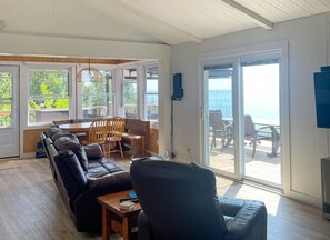 TV, fireplace - Willow Crest - Lake front with Private Lake Access (Bayfield)