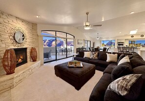 Smart TV, fireplace, video games, books