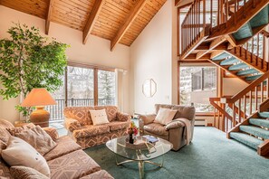 Televisión, chimenea y oficina 