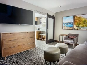 Télévision, cheminée, jeux vidéo, livres