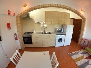 Fridge, microwave, oven, electric kettle