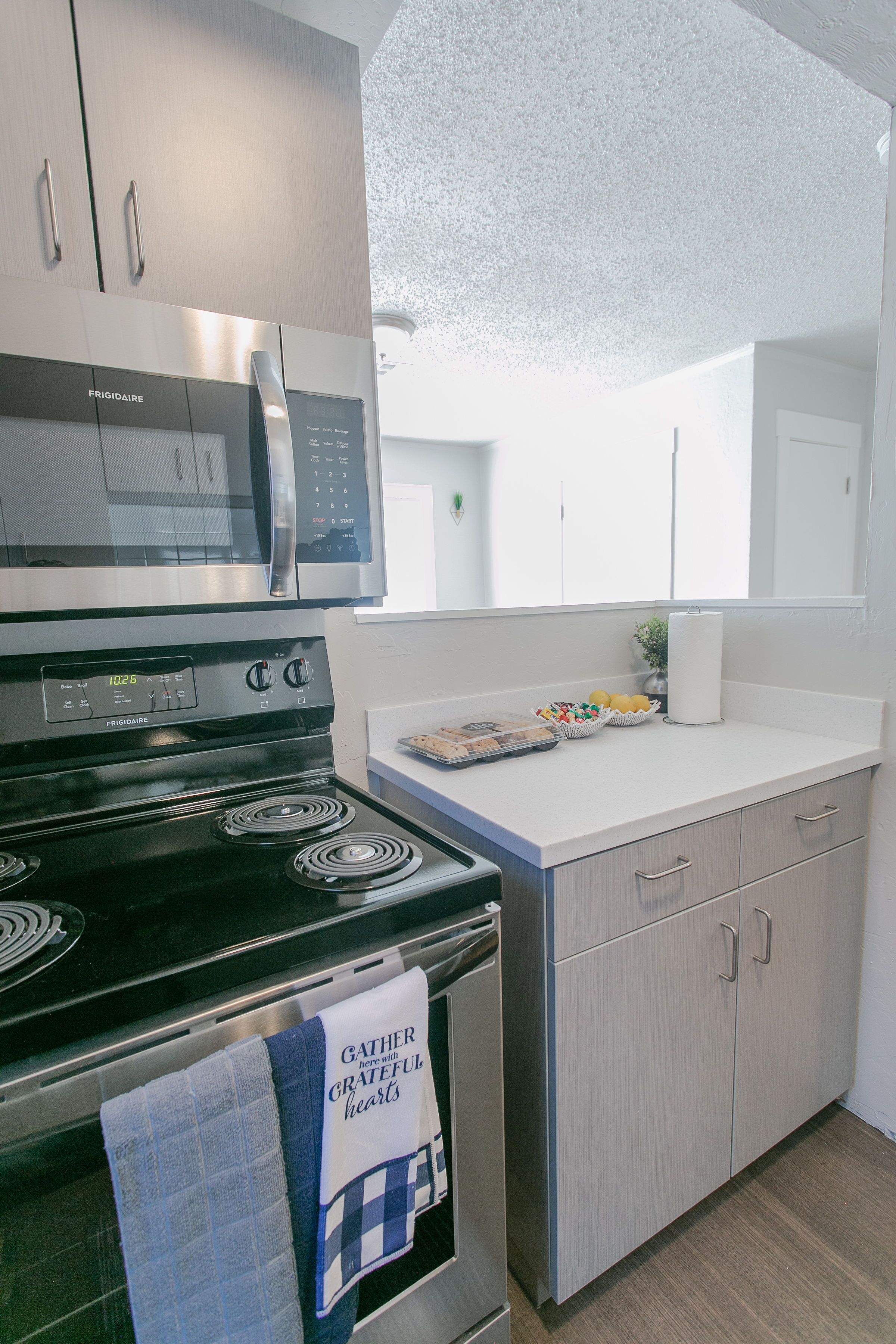 Fridge, microwave, oven, dishwasher