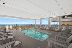 A heated pool - Agua Azul | First Floor | Beach Front Home with Pool, Elevator, & Boardwalk (Gulf Shores)