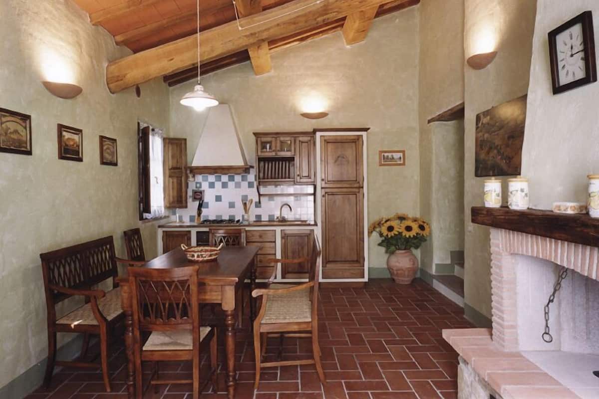 Apartment | Private kitchen | Full-size fridge, oven, stovetop, highchair
