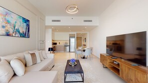 Exclusive Apartment | Living area | 65-inch flat-screen TV with cable channels, TV, Netflix - The Grand 1306 (Dubai)