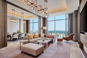 Royal Suite | Living area | 55-inch LCD TV with satellite channels - Hotel Nikko Changshu (Suzhou)