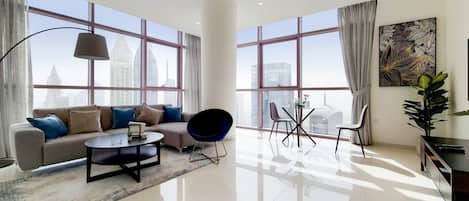 Design Apartment | Living area | 55-inch Smart TV with cable channels, TV