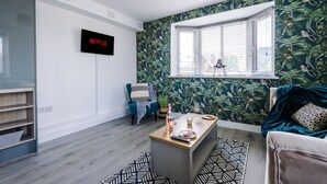 Apartment, 1 King Bed with Sofa bed, Non Smoking | Living area | 43-inch LCD TV with satellite channels, TV - One&Two Bedroom Luxe Apts near Trafford (Manchester)