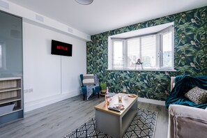 Apartment, 1 King Bed with Sofa bed, Non Smoking | Living area | 43-inch LCD TV with satellite channels, TV - One&Two Bedroom Luxe Apts near Trafford (Manchester)