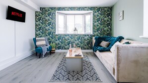 Apartment, 1 King Bed with Sofa bed, Non Smoking | Living area | 43-inch LCD TV with satellite channels, TV - One&Two Bedroom Luxe Apts near Trafford (Manchester)