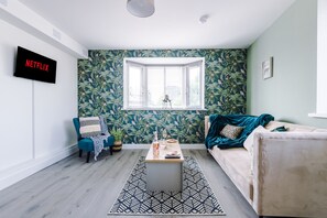 Apartment, 1 King Bed with Sofa bed, Non Smoking | Living area | 43-inch LCD TV with satellite channels, TV - One&Two Bedroom Luxe Apts near Trafford (Manchester)