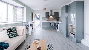 43-inch LCD TV with satellite channels, TV - One&Two Bedroom Luxe Apts near Trafford (Manchester)