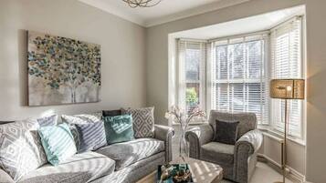 Smart TV, fireplace, DVD player