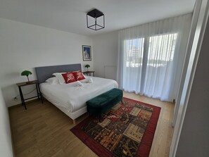 2 bedrooms, iron/ironing board, travel crib, bed sheets
