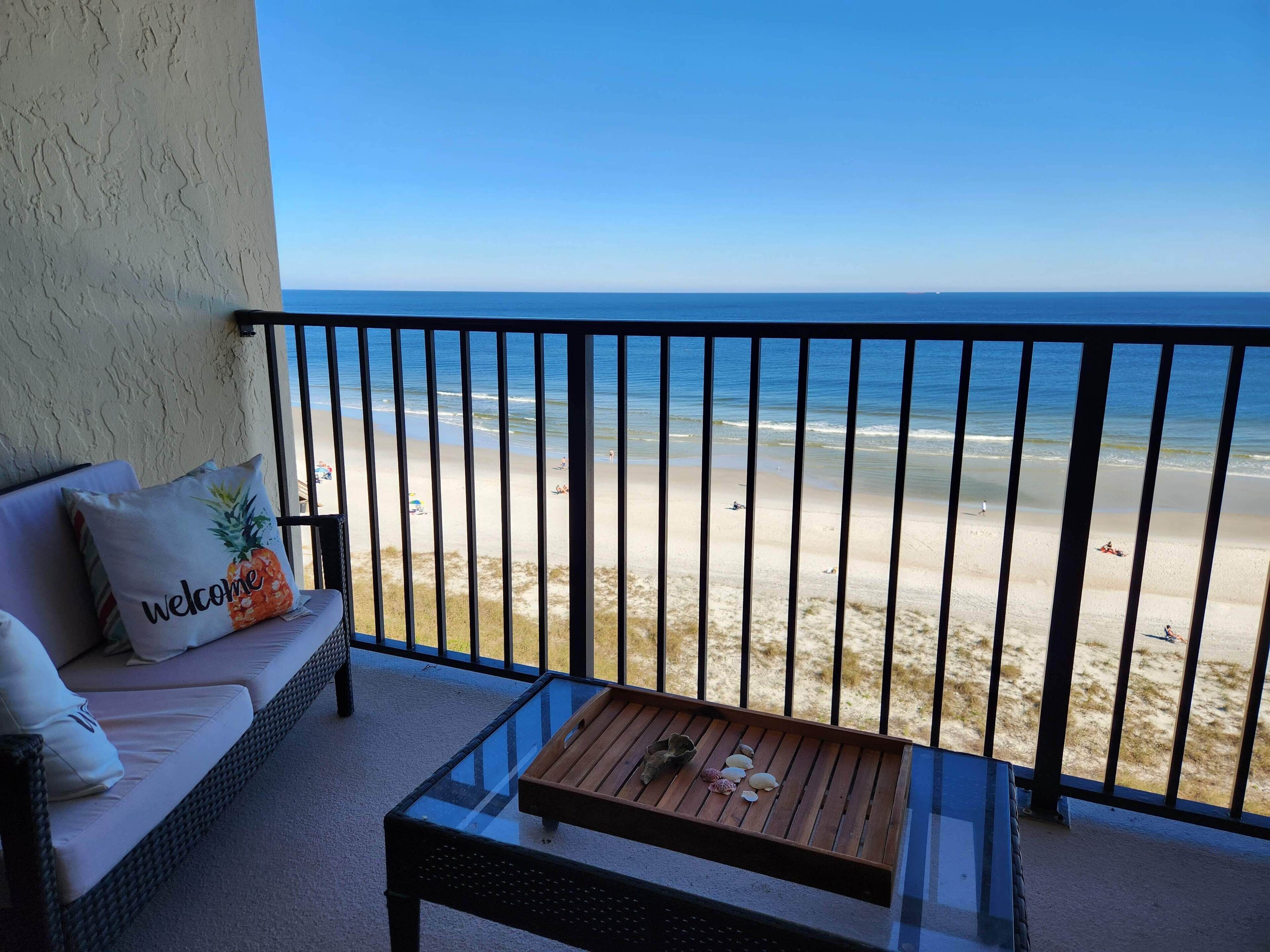 The balcony is perfect for morning coffee or an adult beverages in the evenin