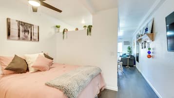 Desk, iron/ironing board, internet, bed sheets