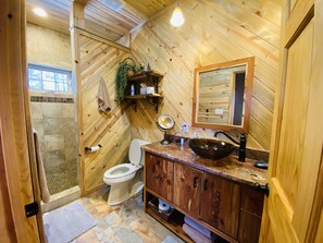 Shower, towels, soap, shampoo