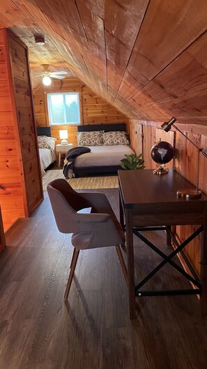 4 bedrooms, desk, iron/ironing board, travel cot