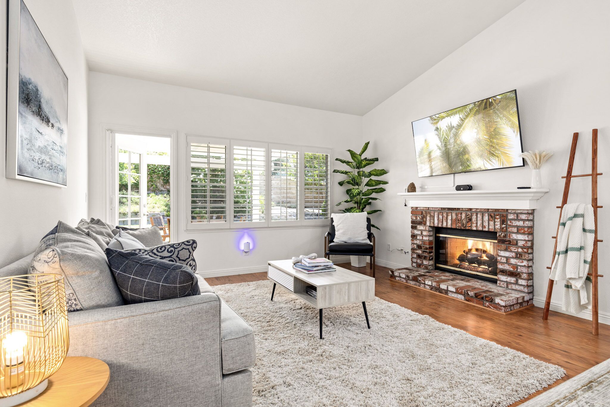 TV, fireplace