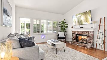 TV, fireplace