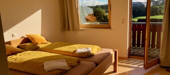 Panoramic view with 2 balconies and Swedish stove