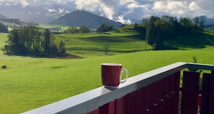 Panoramic view with 2 balconies and Swedish stove