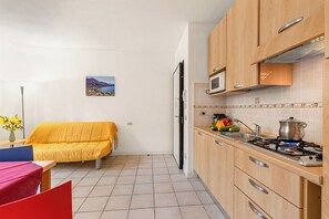 Fridge, stovetop, dishwasher, cookware/dishes/utensils