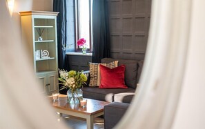 Télévision LCD, cheminée, lecteur de DVD, chaîne hi-fi