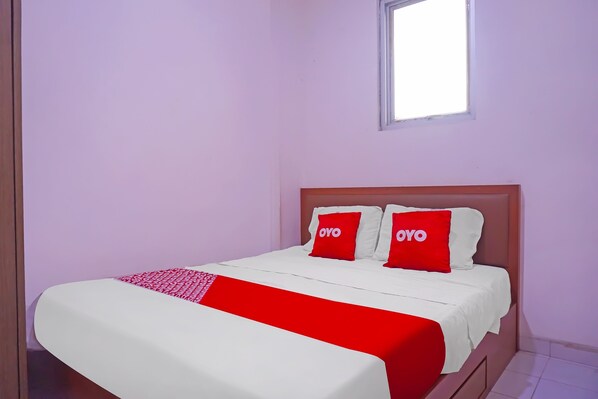 Desk, laptop workspace, blackout curtains, free WiFi