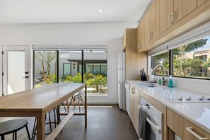 Fridge, microwave, dishwasher, coffee/tea maker