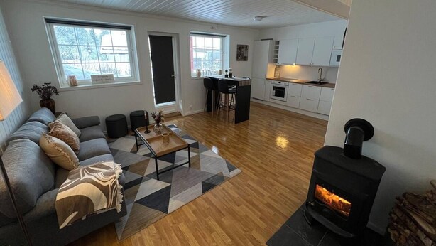 Fireplace - Beautiful 2-bed Apartment in Nannestad (Nannestad)