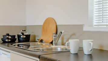 Fridge, microwave, oven, electric kettle