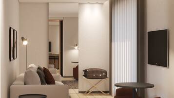 Premium bedding, down comforters, memory foam beds, minibar