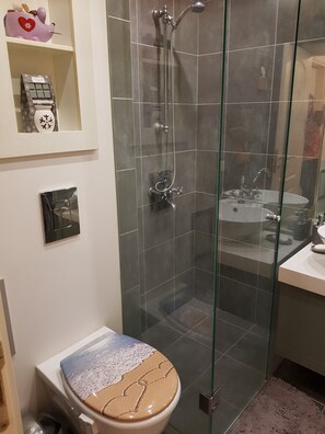 Een douche, gratis toiletartikelen, een haardroger, handdoeken