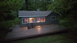 Terrace/patio - Hubbard Lake Sunset Hideaway, large lakefront property. (Spruce)