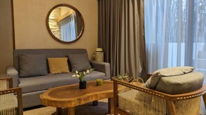Elite Apartment | Living area | 40-inch LED TV with cable channels, TV - Espectacular Dpto 3 Rooms Gym Jacuzzi (Tulum)