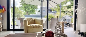Design Villa with Heated Pool, Garden & Beaches 5 min Away