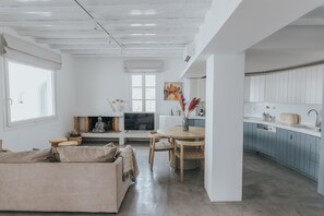 Deluxe Beach Front Villa, With Pool | Living area - MyMykonos Villa II Beach Front  (Mykonos)