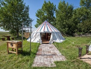 Property grounds - Fleur-de-lis - tent at Good Knights Medieval (Three Hills)