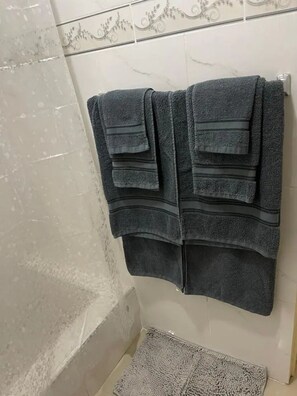 Shower, hair dryer, towels, soap - Oasis@Lindsay: Centrally Located Kingston 2 bed Apt (Kingston)