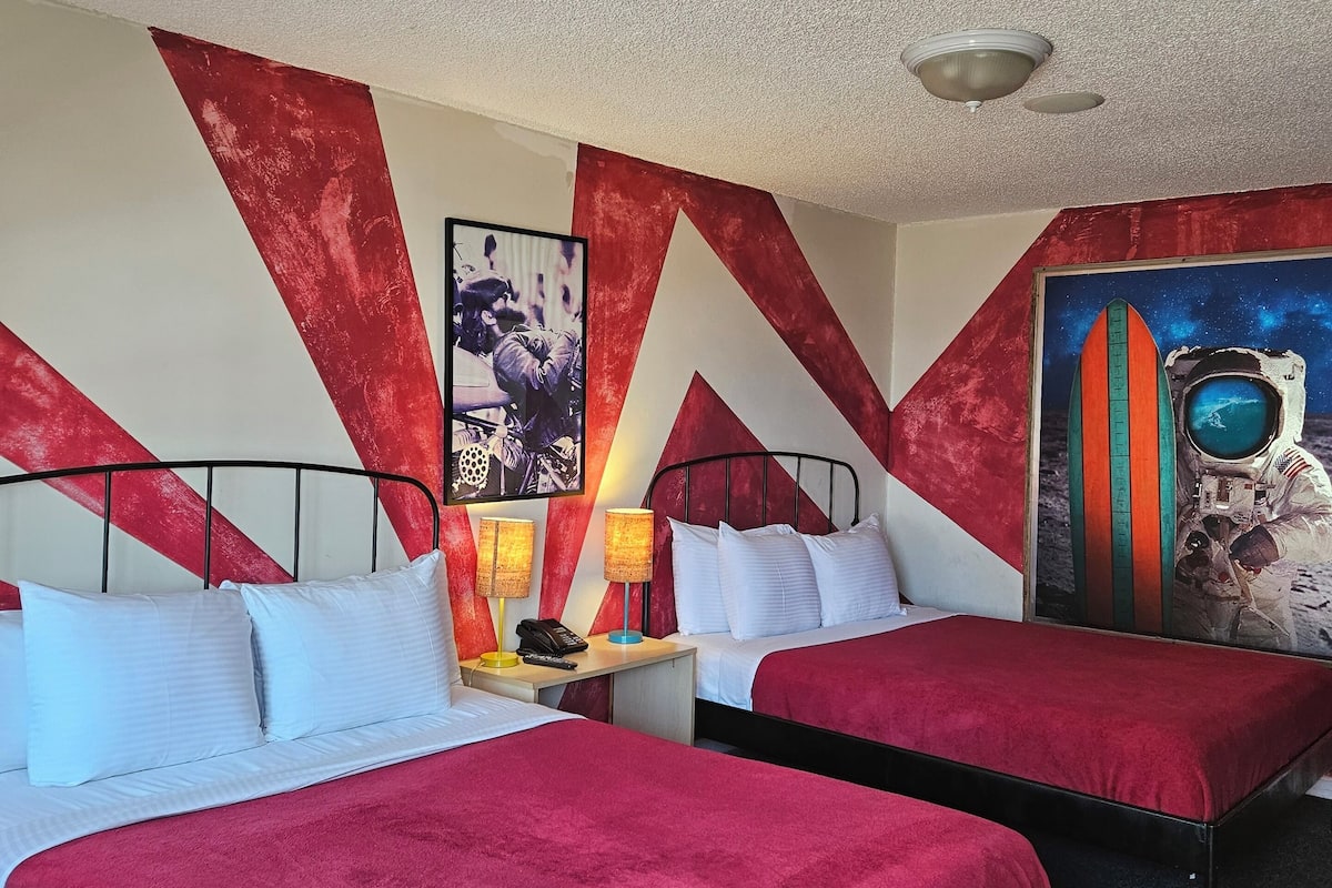 Room 4, 2 Queen Beds | Individually decorated, laptop workspace, blackout drapes