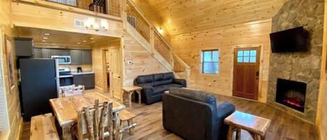 Smart TV, fireplace, video games