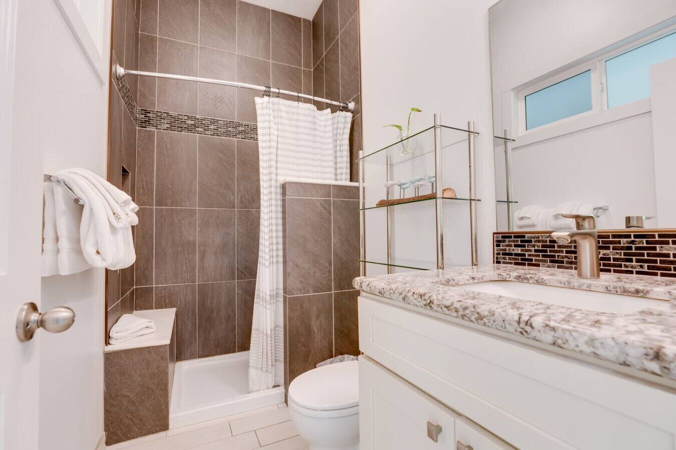 Hair dryer, towels, toilet paper