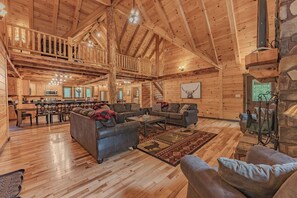 Smart TV, fireplace, video games, DVD player