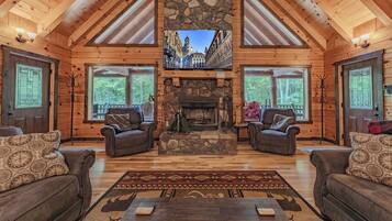 TV connectée, cheminée, jeux vidéo, lecteur de DVD