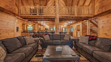 Smart TV, fireplace, video games, DVD player