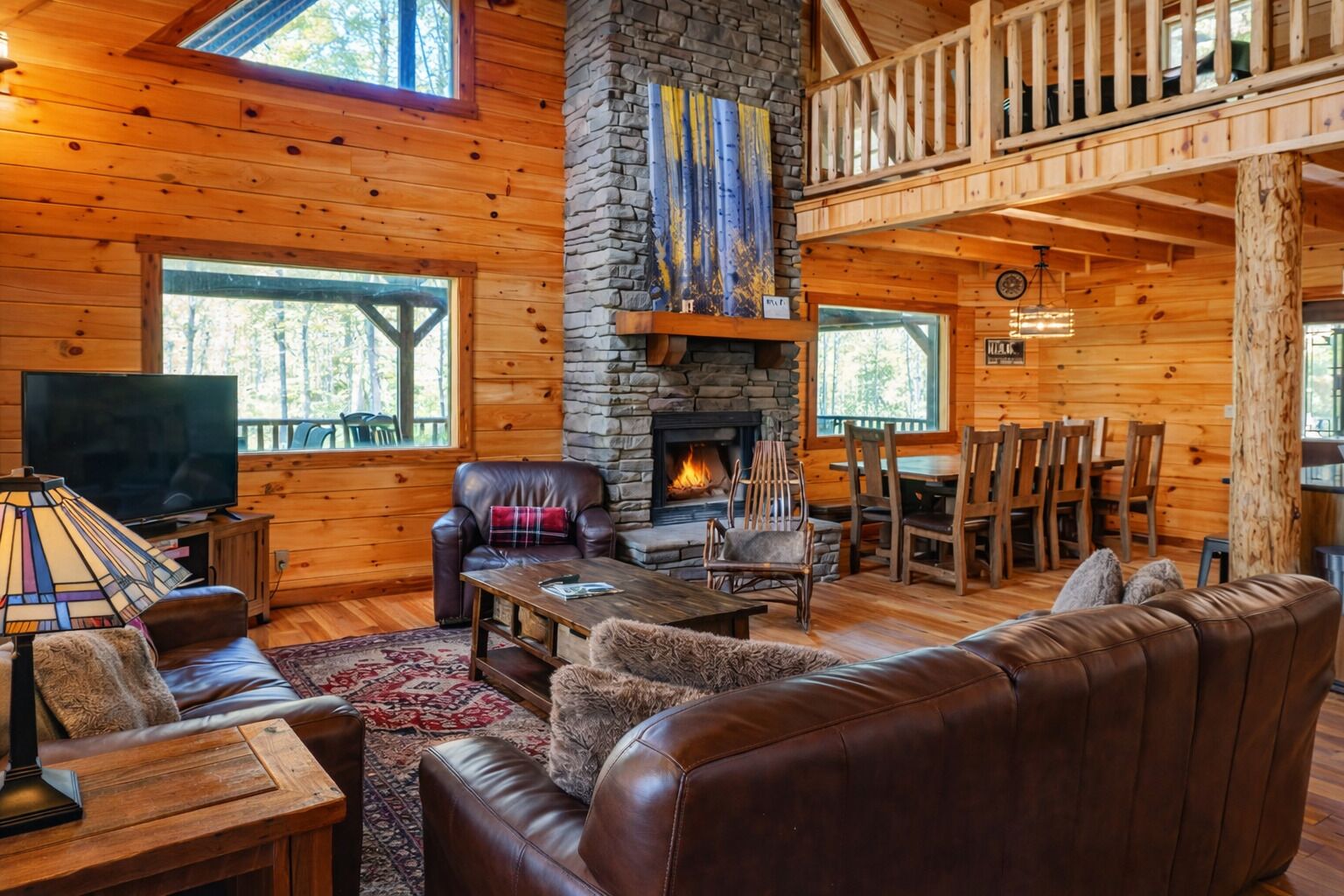 Smart TV, fireplace, DVD player, ping pong