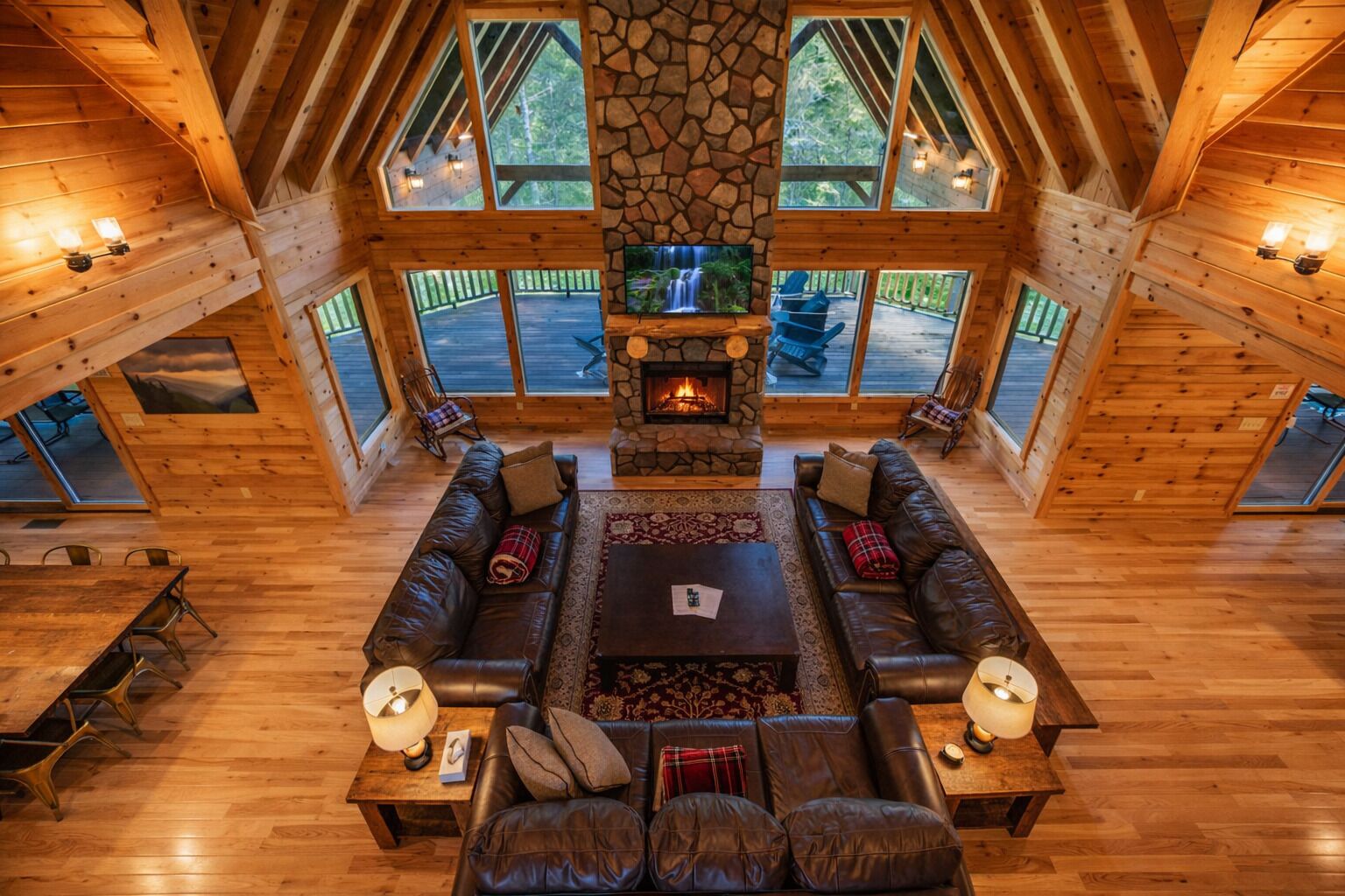 Smart TV, fireplace, DVD player, books